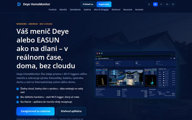 Náhľad stránky Deye-HomeMonitor