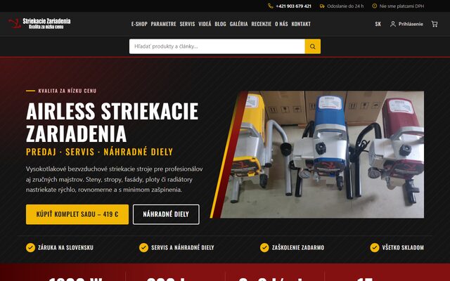 Náhľad stránky StriekacieZariadenia.sk