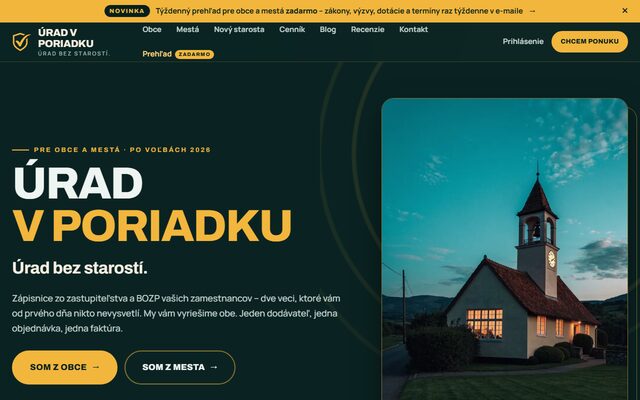 Náhľad stránky Úrad v poriadku